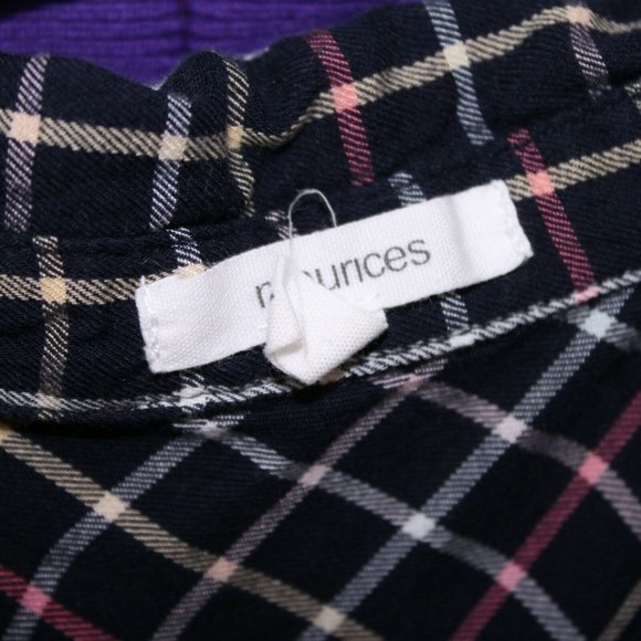 Maurices 1 Blue Pink Grid Check Plaid Soft Rayon Blend Button Down Shirt Plus 1X - Picture 3 of 3